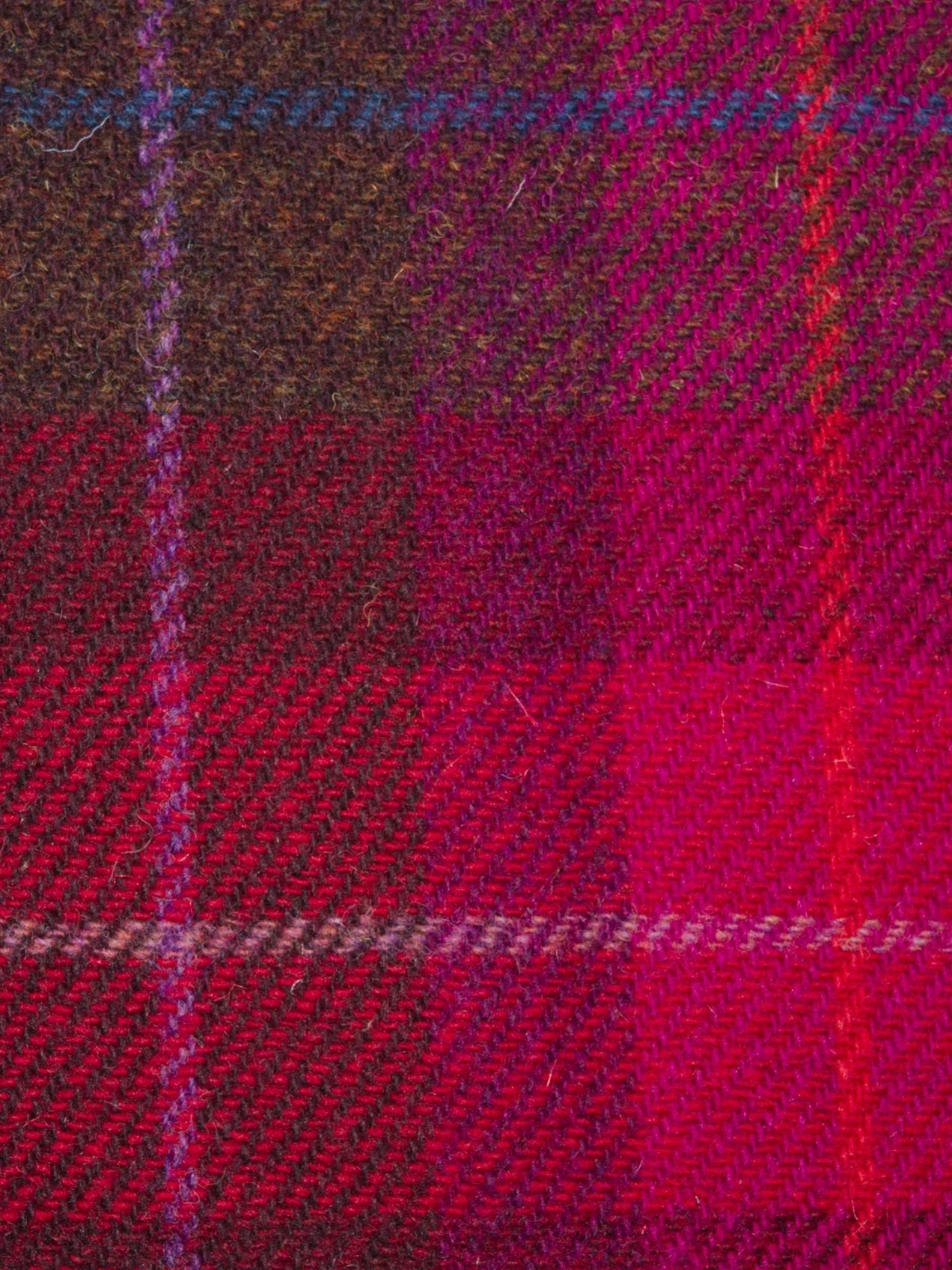 Close-up of a red and purple plaid fabric pattern