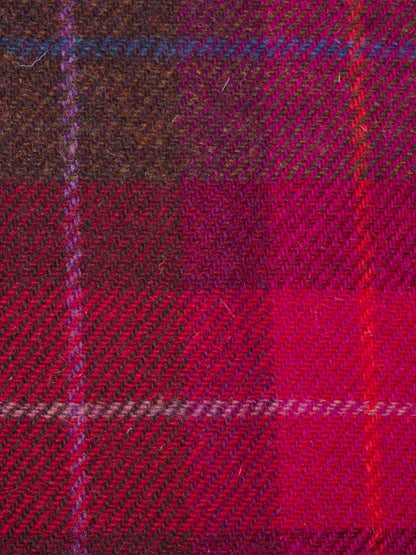 Close-up of a red and purple plaid fabric pattern