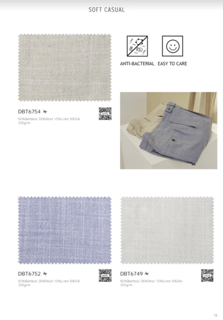 Textile swatches with color codes and labels on a white background