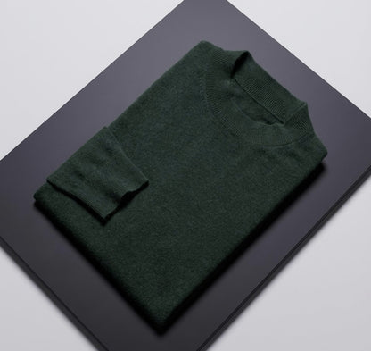 Dark Green Turtle Neck 10% Cashmere 90% Wool/ Plain Knit