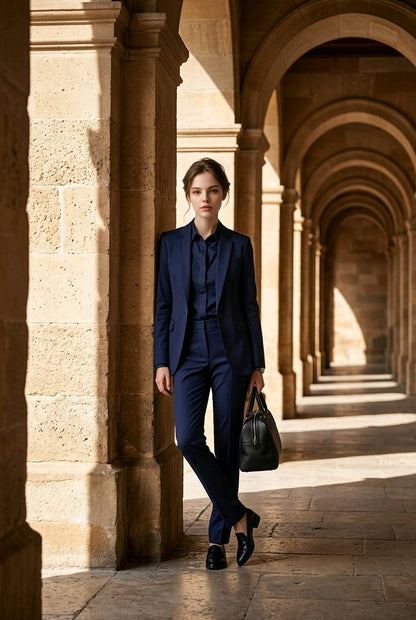 Women's English Wool Dark Navy Pure Wool Super 110'S/ Two Piece Suit