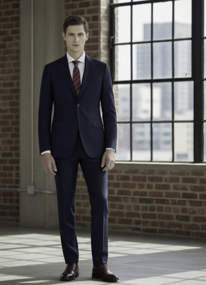 Dark Navy Single Breasted / Two Piece Suit Italian Pure Wool Super 120'S