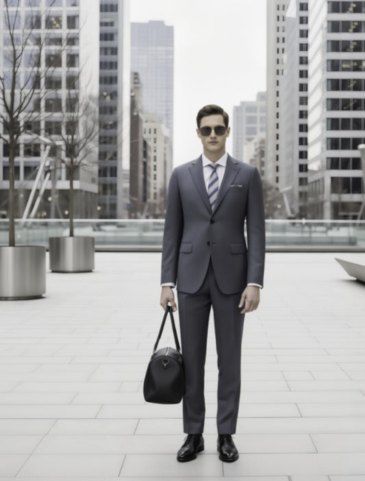 English Pure Wool Medium Grey Super 110'S Two Piece Suit