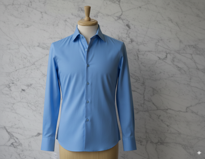 Bright Blue Plain Cotton/Stretch Shirt Style No: 1725-21