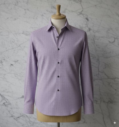 Lilac Mini Check Cotton/Stretch Shirt Style No: AY04-P01