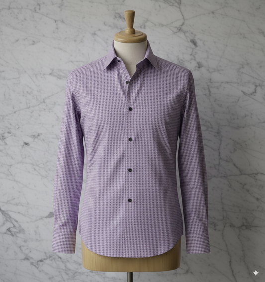 Lilac Mini Check Cotton/Stretch Shirt Style No: AY04-P01