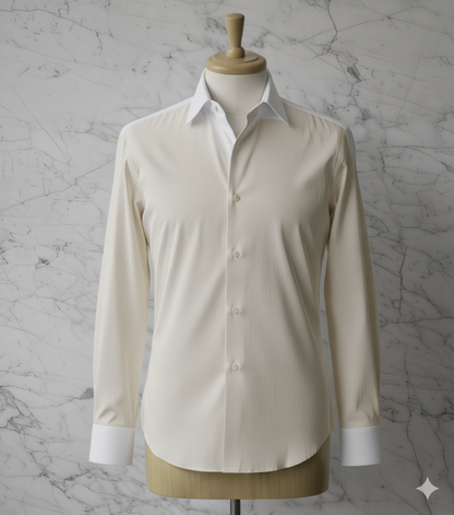 Ivory Plain Cotton/Stretch Style White Collar and Cuffs  No: AT105-W02