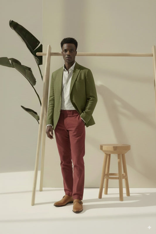 Soft Casual / Linen Single Breasted Olive Jacket Style No DJJ0051