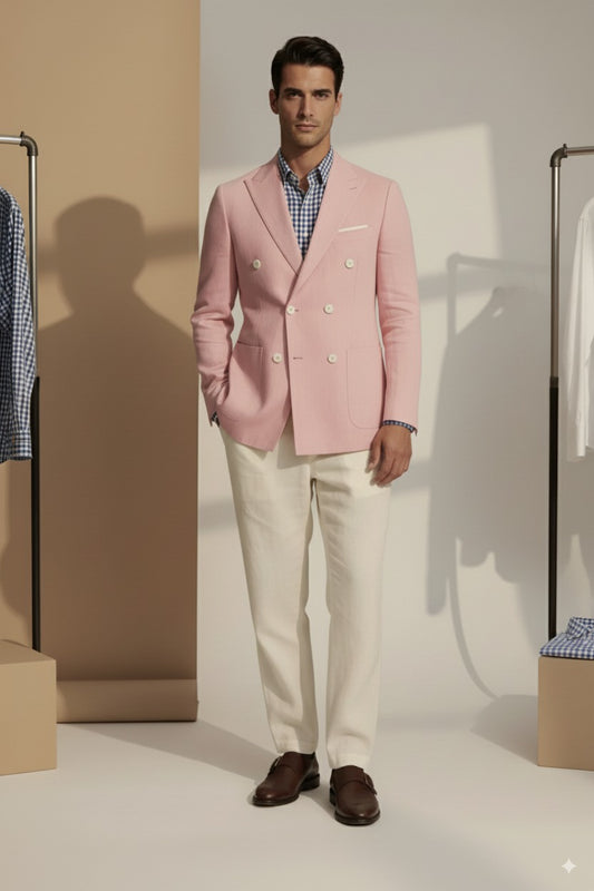 Soft Casual / Linen Single Breasted Pink Jacket Style No DJJ0045