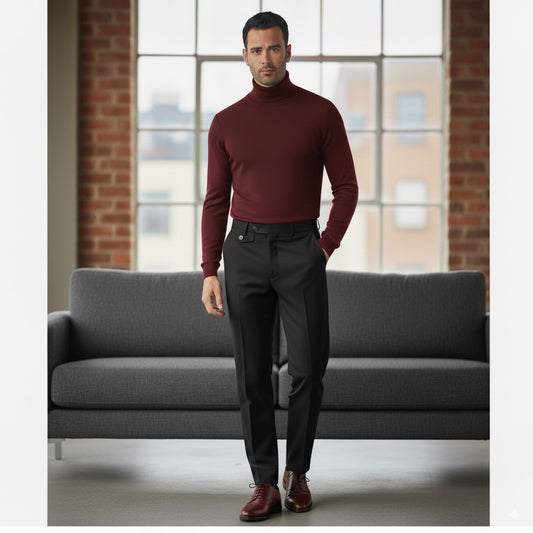 Red Turtle Neck 10% Cashmere 90% Wool/ Plain Knit