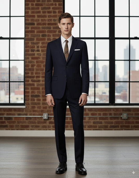 Black Single Breasted / Two Piece Suit Italian Pure Wool Super 120'S