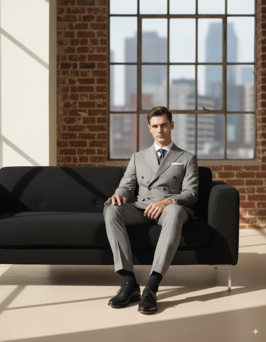 Black/ White Houndstooth Double Breasted / Two Piece Suit Italian Pure Wool Super 110'S