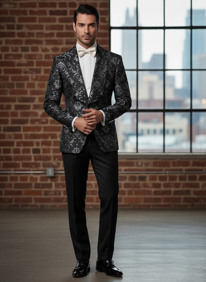 Tuxedo Black Brocade Jacket Style Number J39107/200