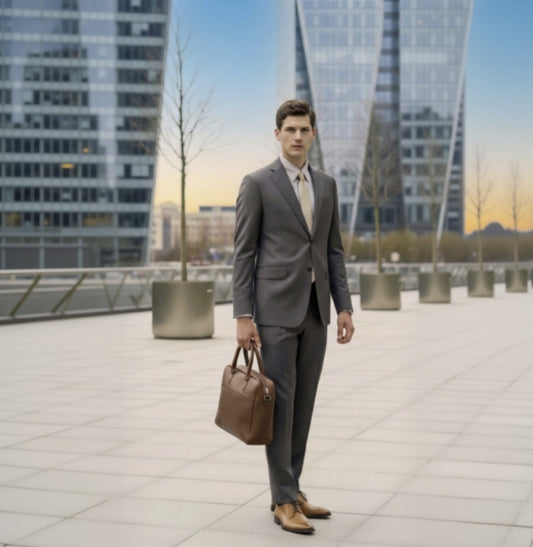 Greyish Green Single Breasted / Two Piece Suit Italian Pure Wool Super 