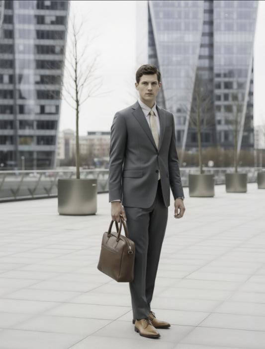 Greyish Green Single Breasted / Two Piece Suit Italian Pure Wool Super 110'S