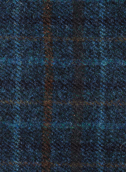 Tweed navy, blue and brown check Gilet