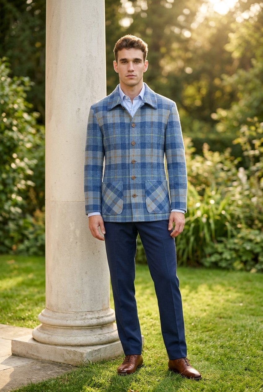 Harris Tweed Blue Check Over-shirt £300