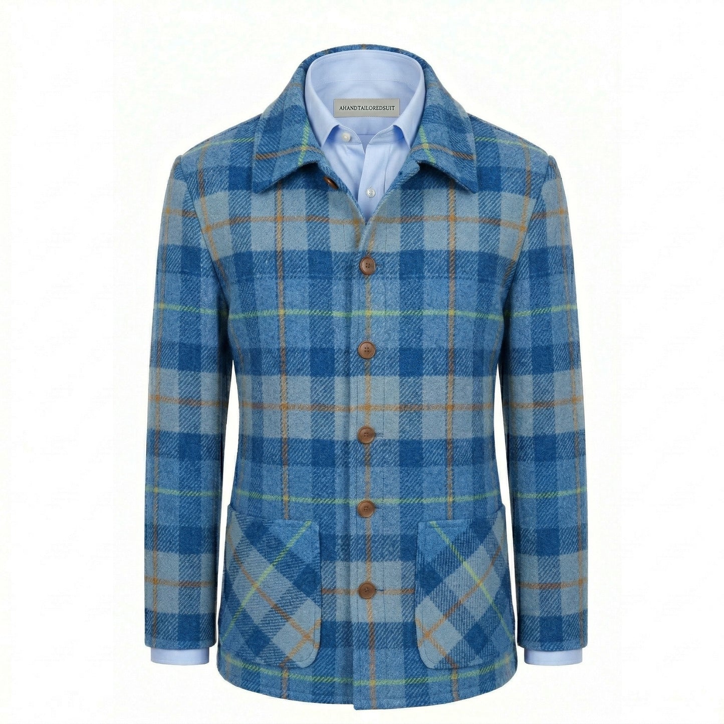 Harris Tweed Blue Check Overshirt 
