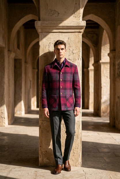 Harris Tweed Cerise Check Over-shirt £300