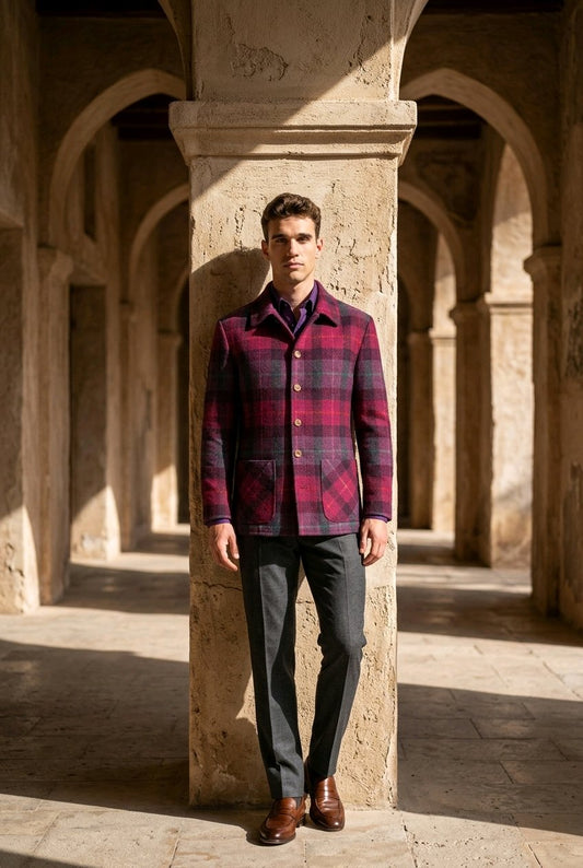 Harris Tweed Cerise Check Over-shirt £300