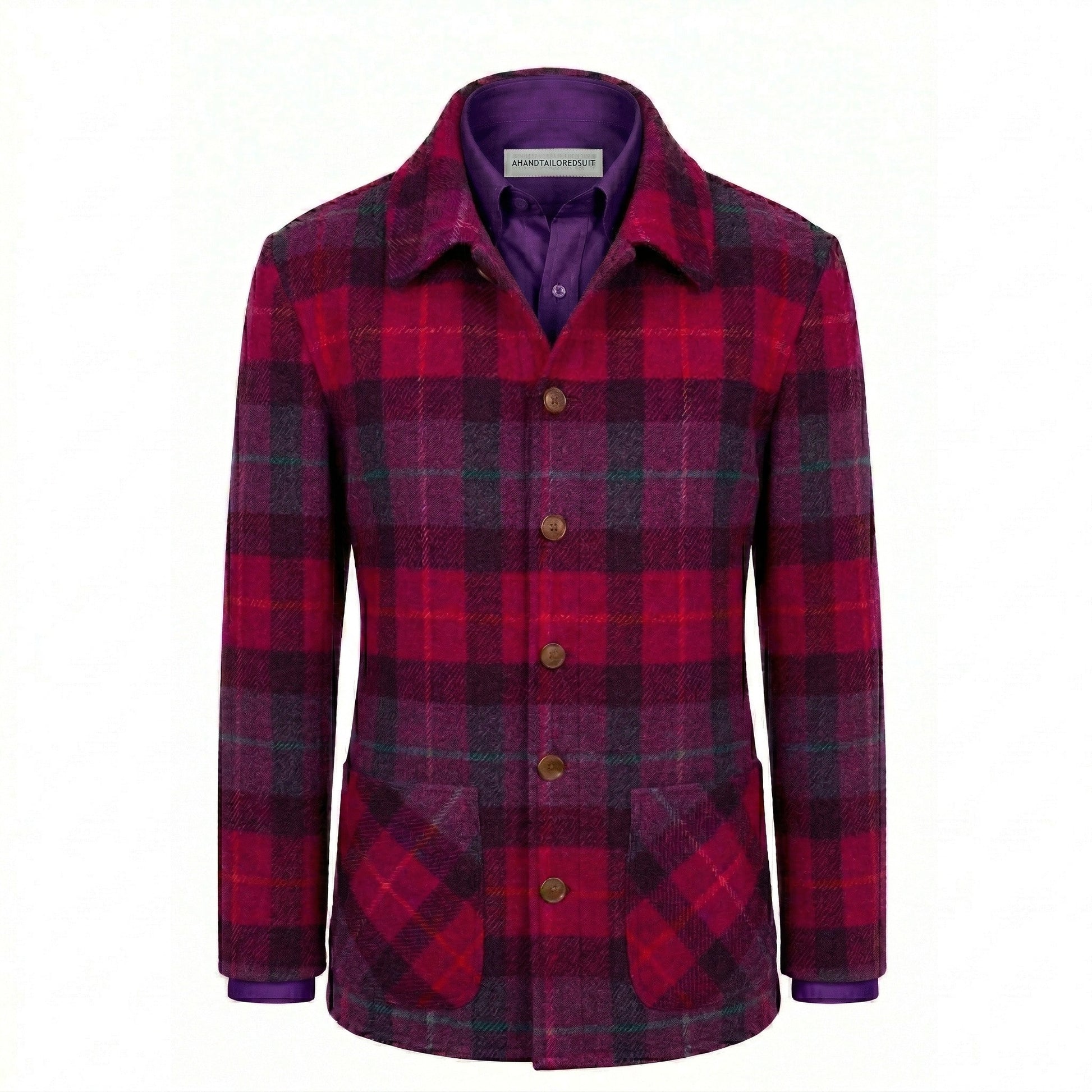 Harris Tweed Cerise Check Overshirt