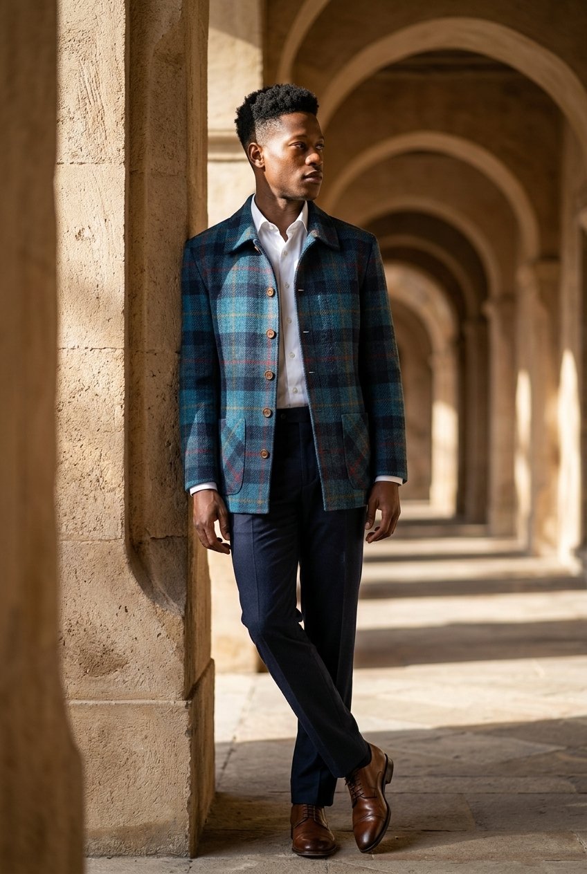 Harris Tweed Navy/Blue Over-shirt £300