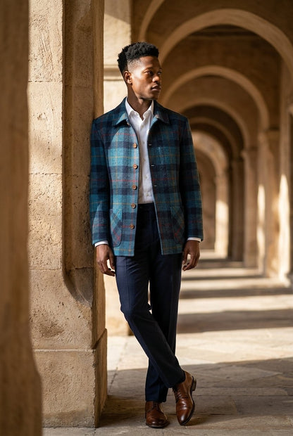 Harris Tweed Navy/Blue Over-shirt £300
