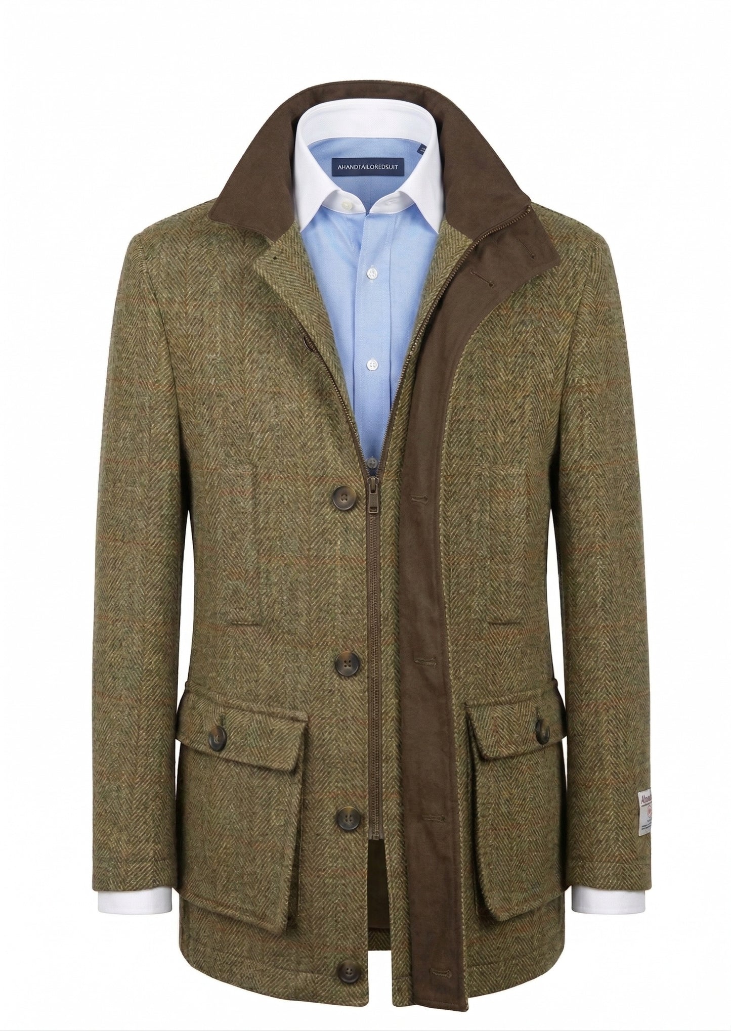 Harris Tweed Olive Green Field Coat