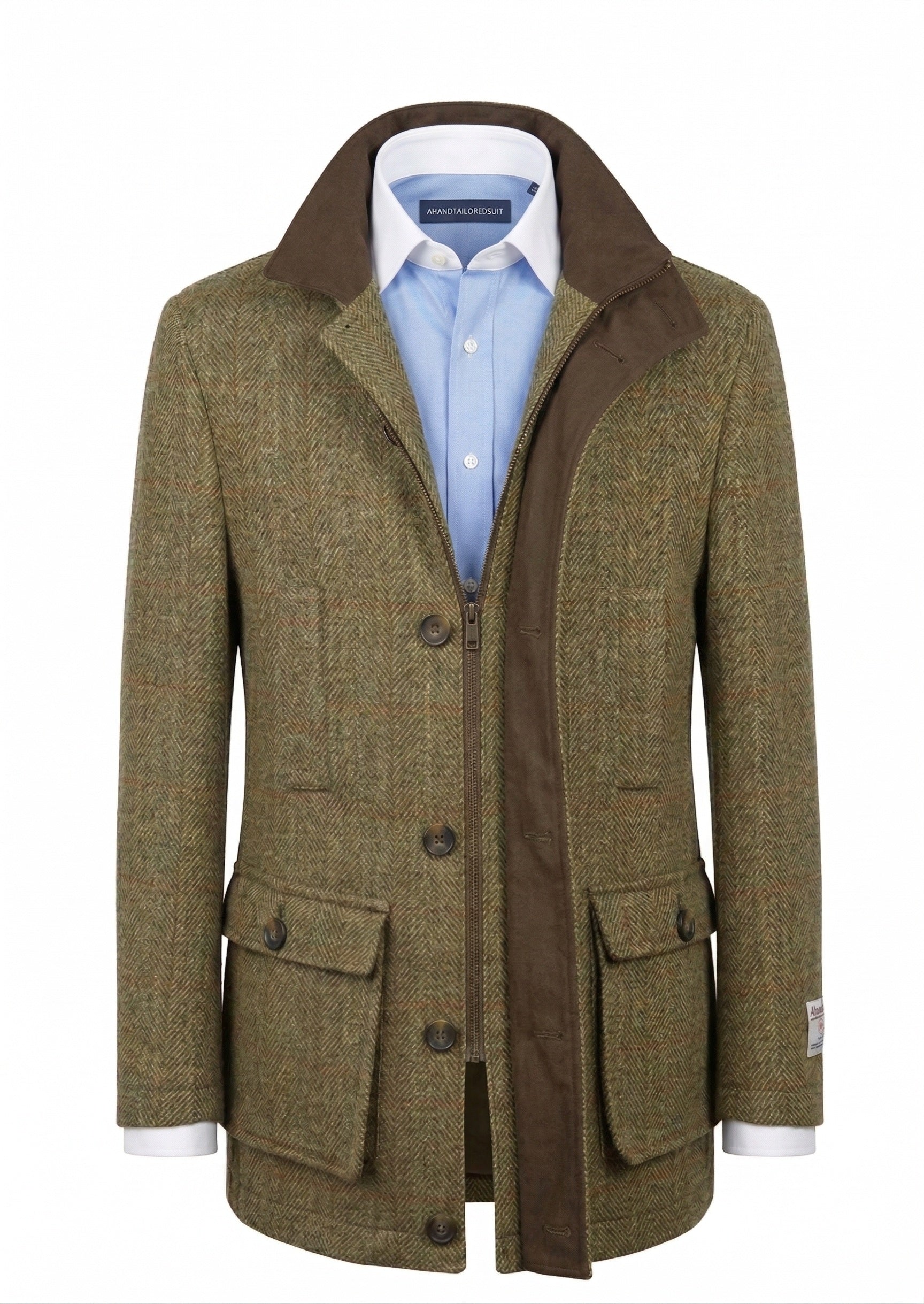 Harris Tweed Olive Green Field Coat