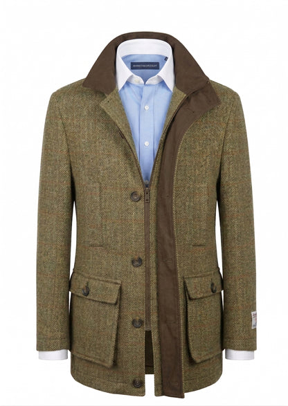 Harris Tweed Olive Green Field Coat