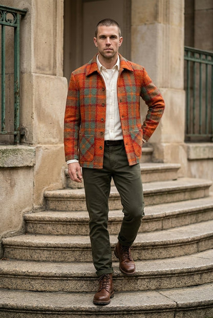 Harris Tweed Orange/Green Over-shirt £300
