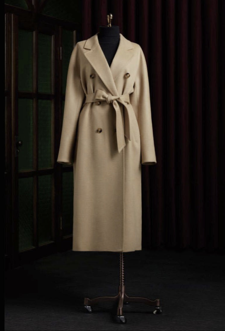 Ladies Beige trench coat on a mannequi