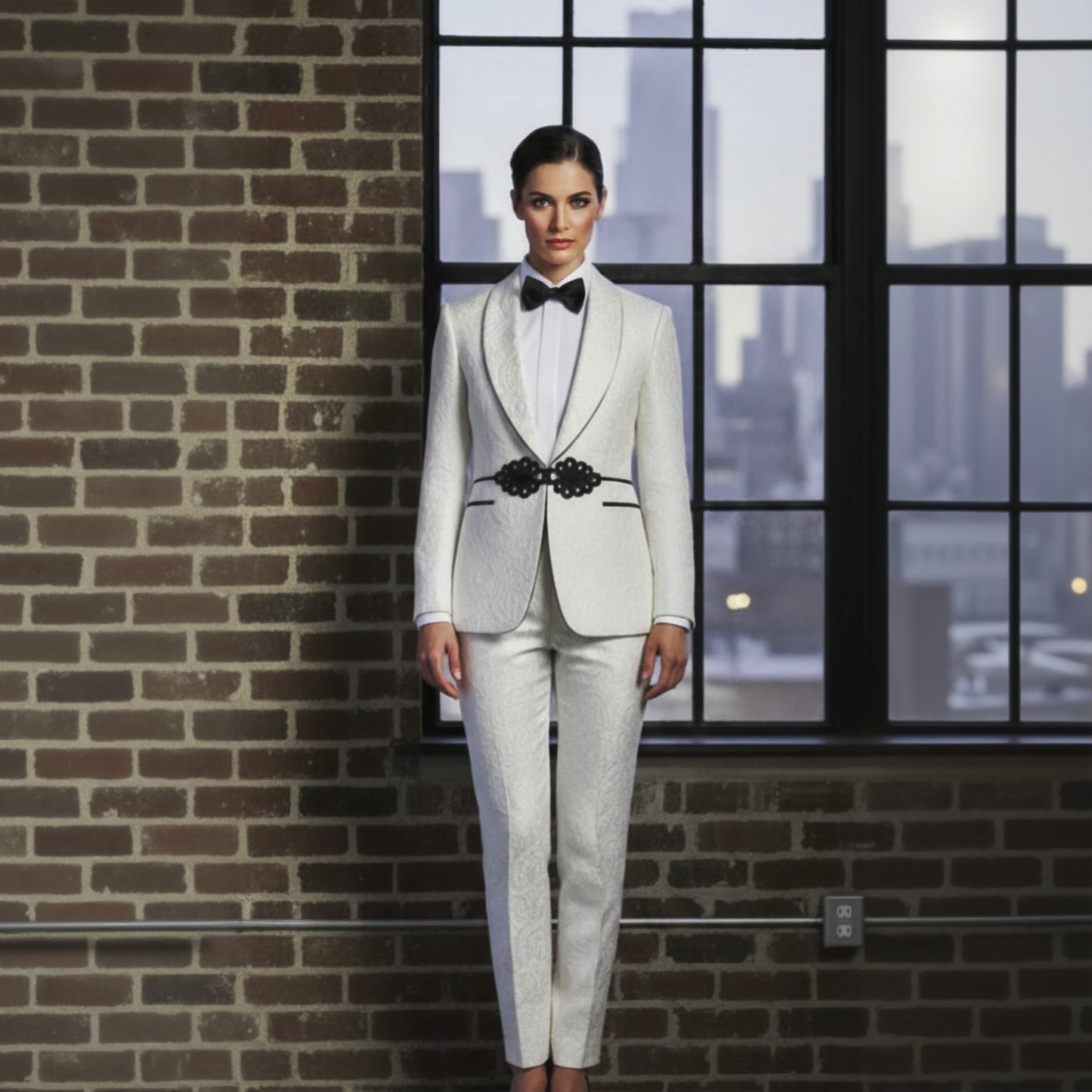 Ladies Elegant_White_Tuxedo_Suit_
