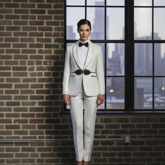 Ladies Elegant_White_Tuxedo_Suit_