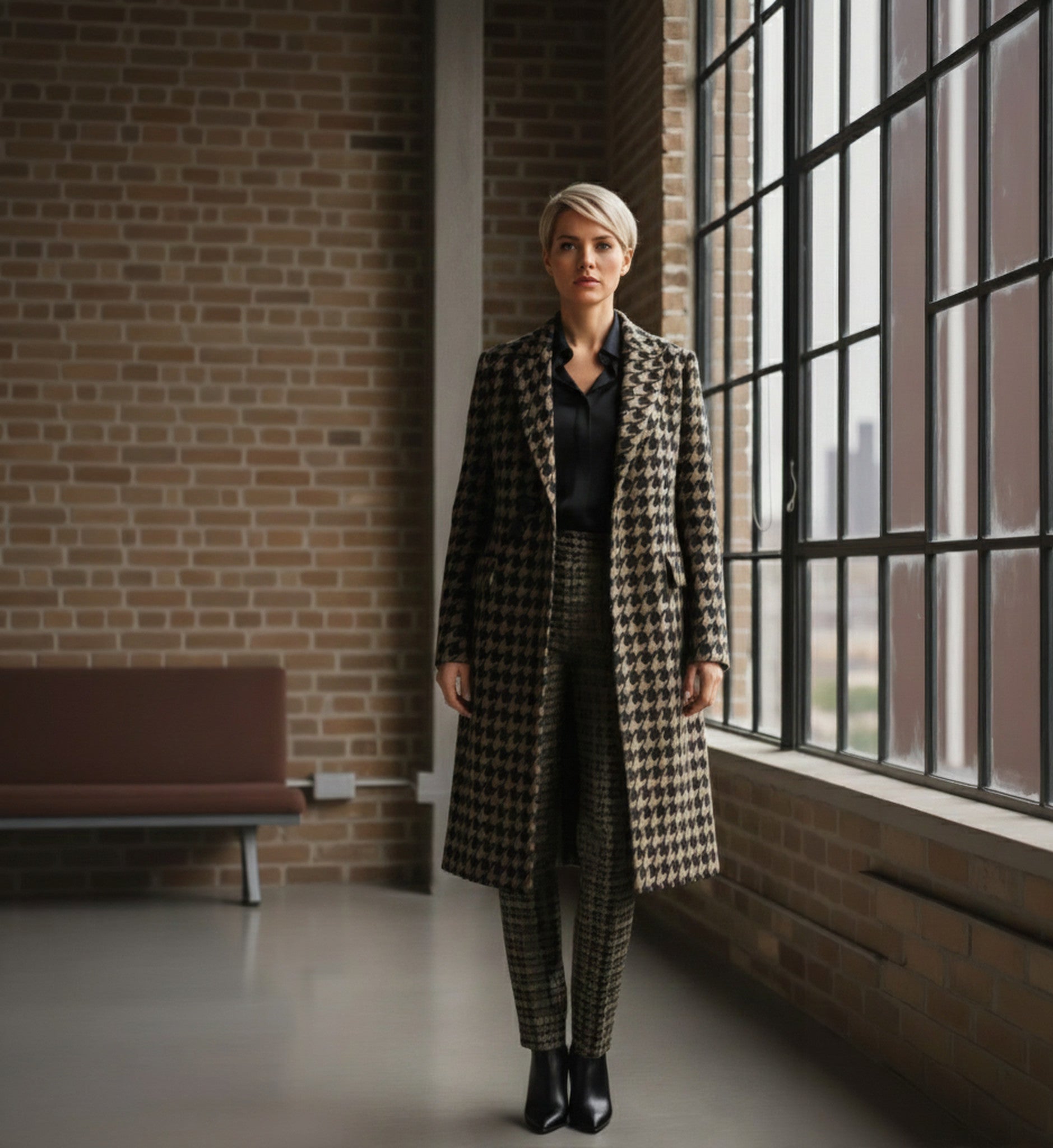 Ladies Tuxedo Coat Gold and Black Long Jacket /  Style Number J39136/200