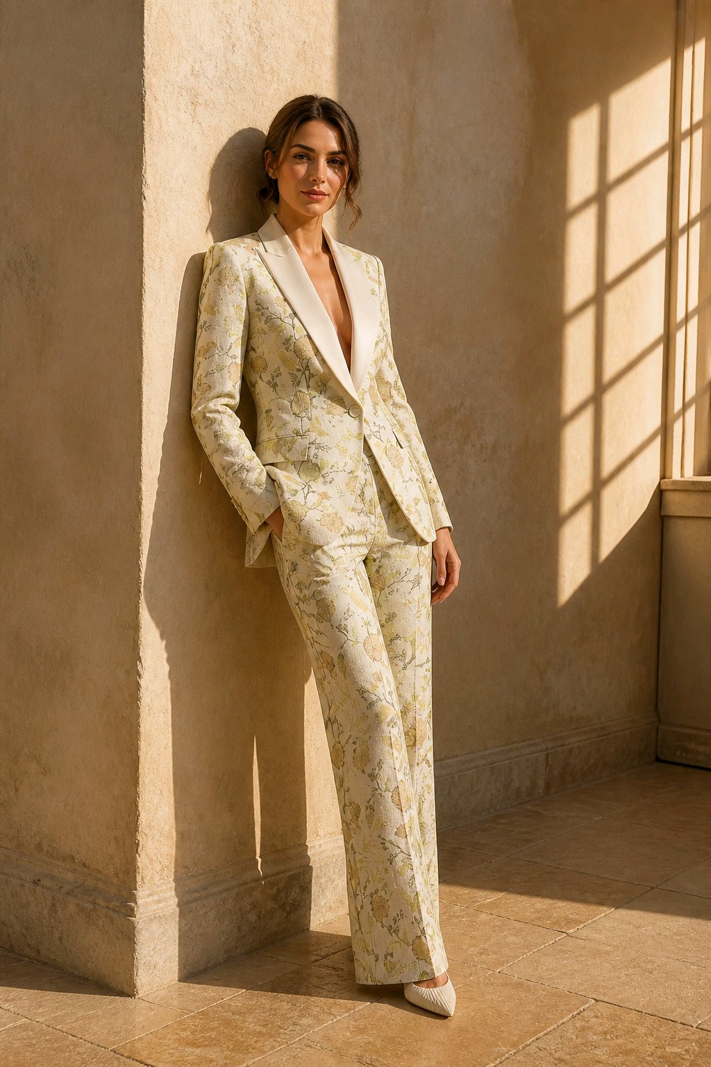 Lady in flower patterned two suit 