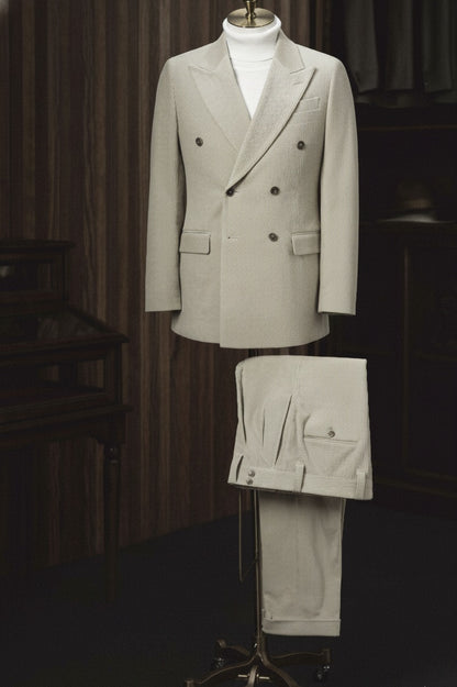 Light Beige Cord Double Breasted Jacket / Light Beige Cord Trousers 