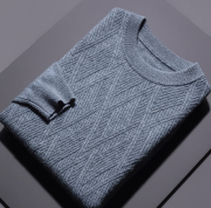 Light Blue Crew Neck 100% Cashmere Cable Knit