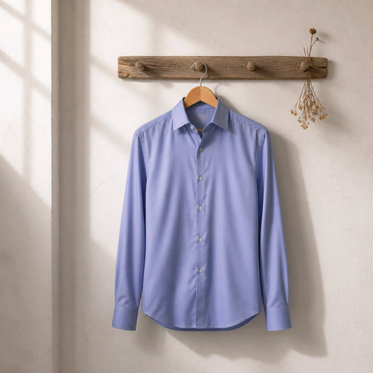 Light Blue Plain Cotton/Stretch Shirt Style No: AS101-L04