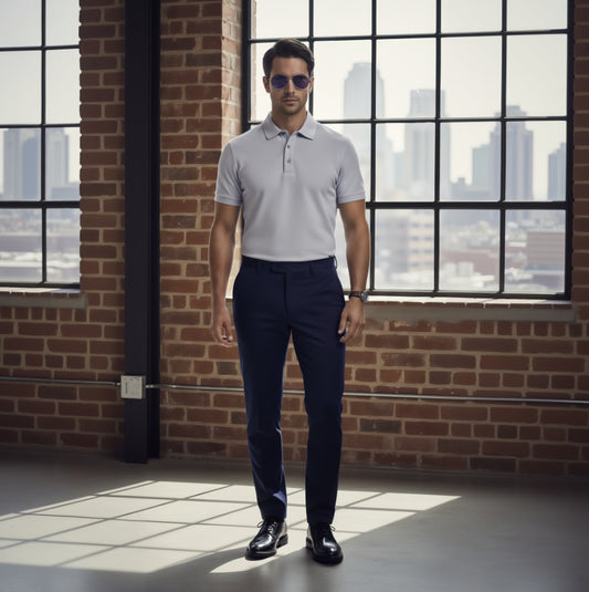 Light Grey 100% Cotton Polo Mens 