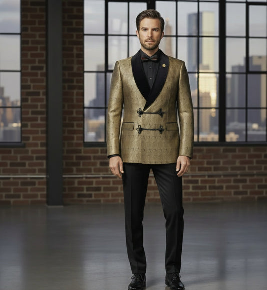 Man_wearing_a_gold_blazer_and_black_pants_standing_in_front_of_a_large_window_with_cityscape_view
