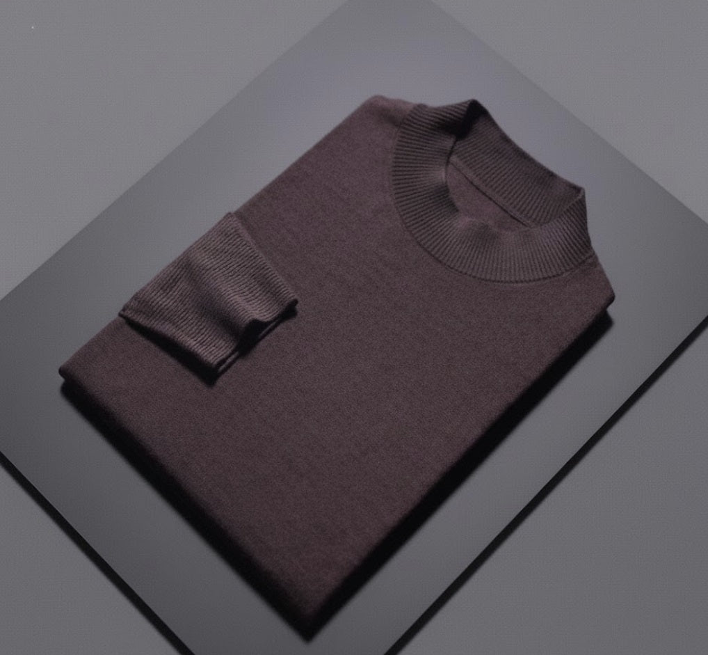 Maroon Turtle Neck 10% Cashmere 90% Wool/ Plain Knit Jumper