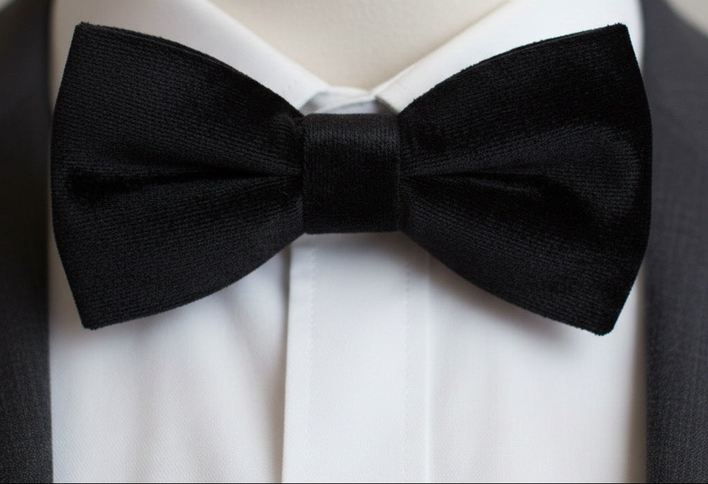 Mens Bespoke Black Velvet Clip-on Bowtie