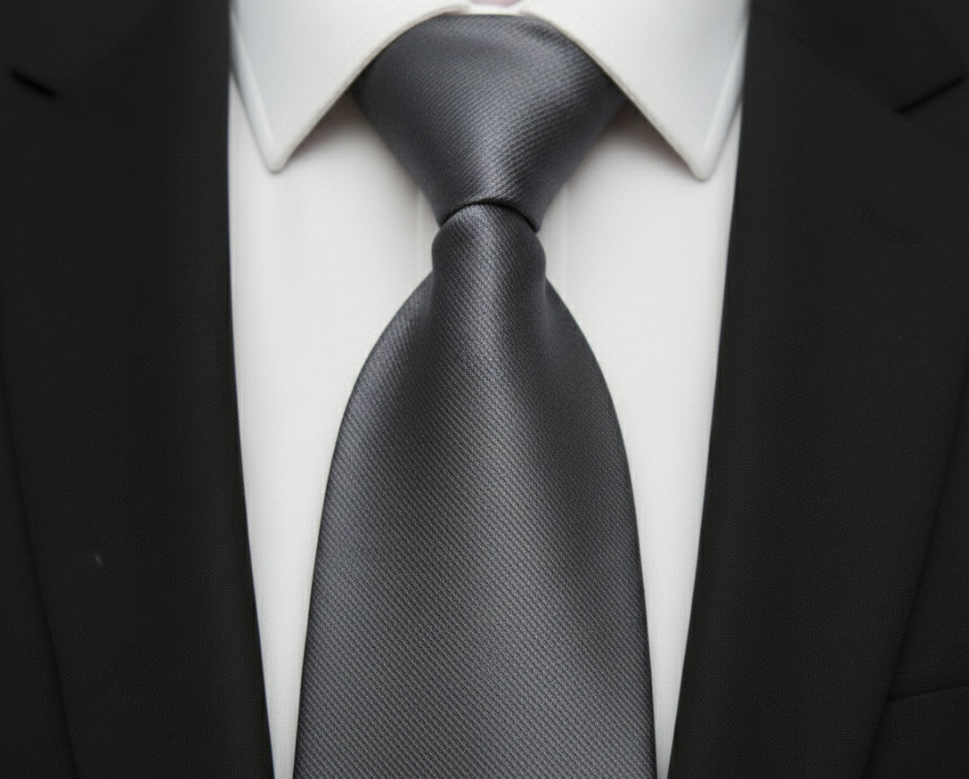 Mens Bespoke Necktie E-104 Gunmetal Grey