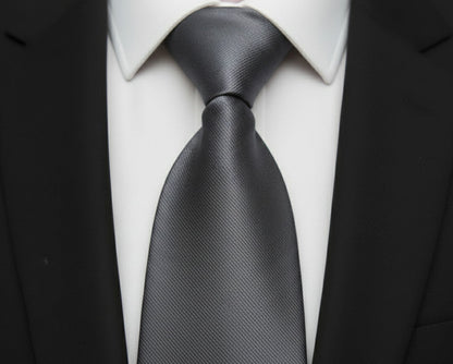 Mens Bespoke Necktie E-104 Gunmetal Grey