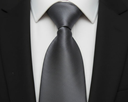 Mens Bespoke Necktie E-104 Gunmetal Grey
