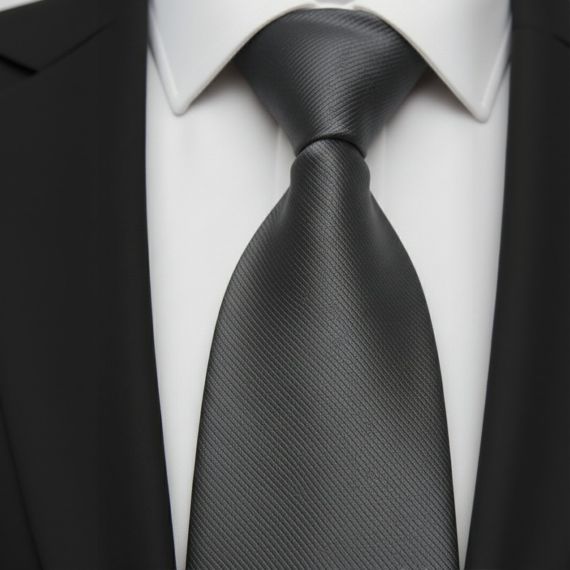 Mens Bespoke Necktie E-113 Dark Grey