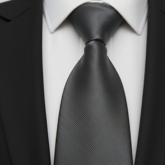 Mens Bespoke Necktie E-113 Dark Grey