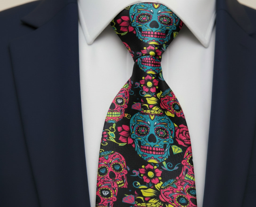 Mens Bespoke Necktie FL-04 Skulls