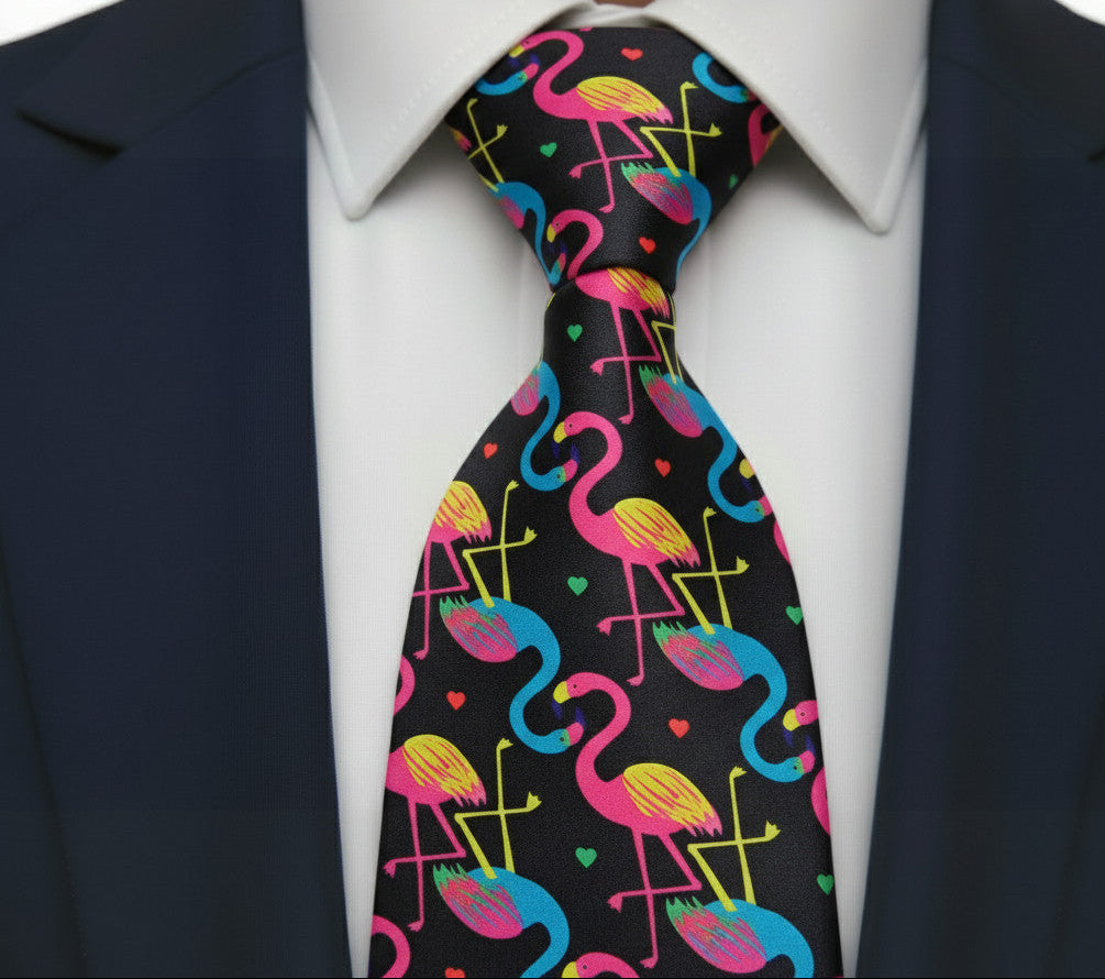 Mens Bespoke Necktie FL-05 Flamingos